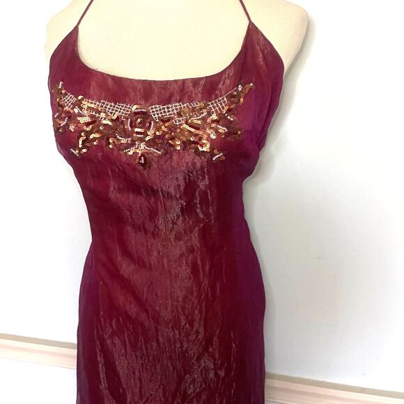 🆕 [Nicole Miller] Burgundy Beaded Silk Lined Gown Sz: 12 NWT! - Picture 9 of 12